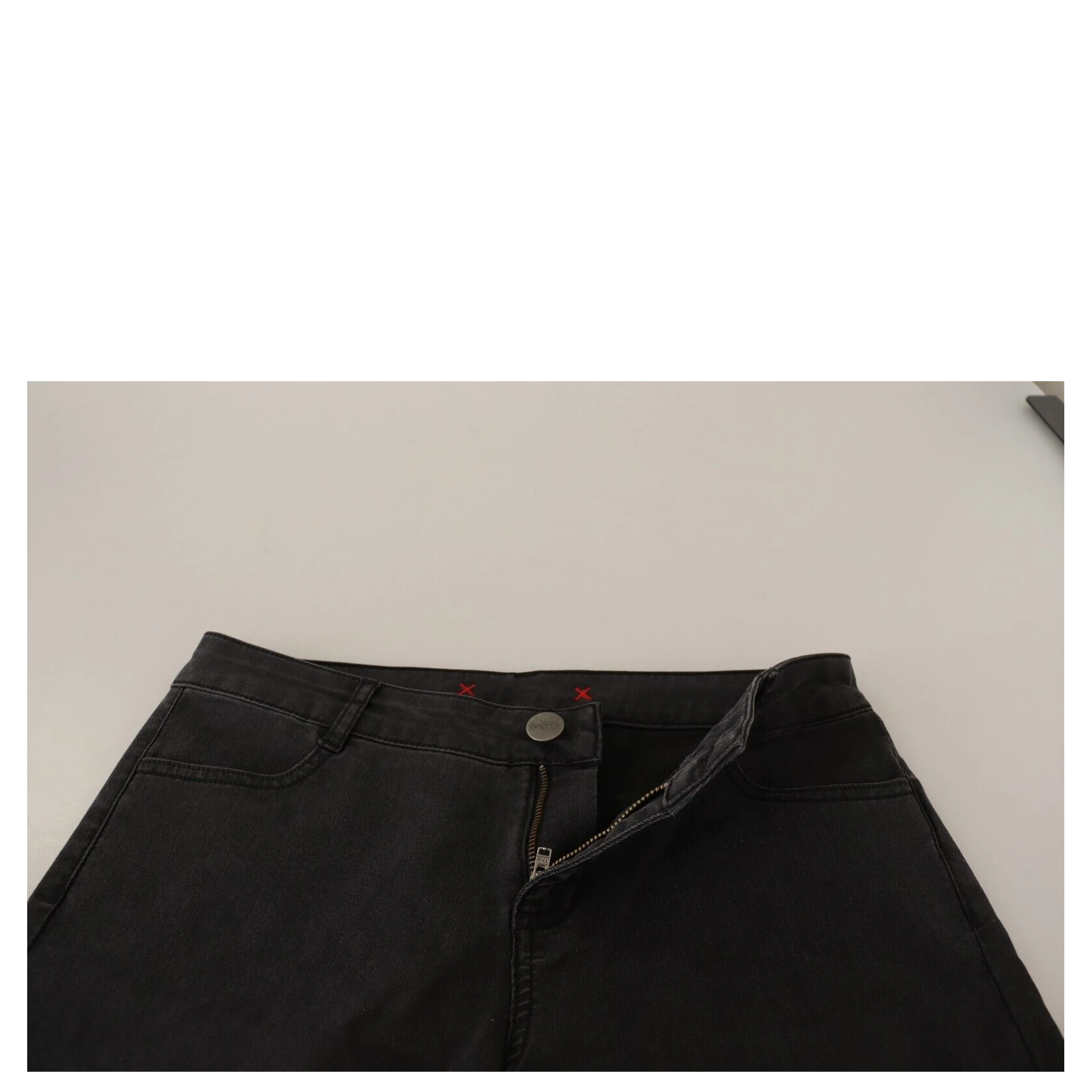 Black Cotton Stretch Skinny Mid Waist Women Denim Jeans