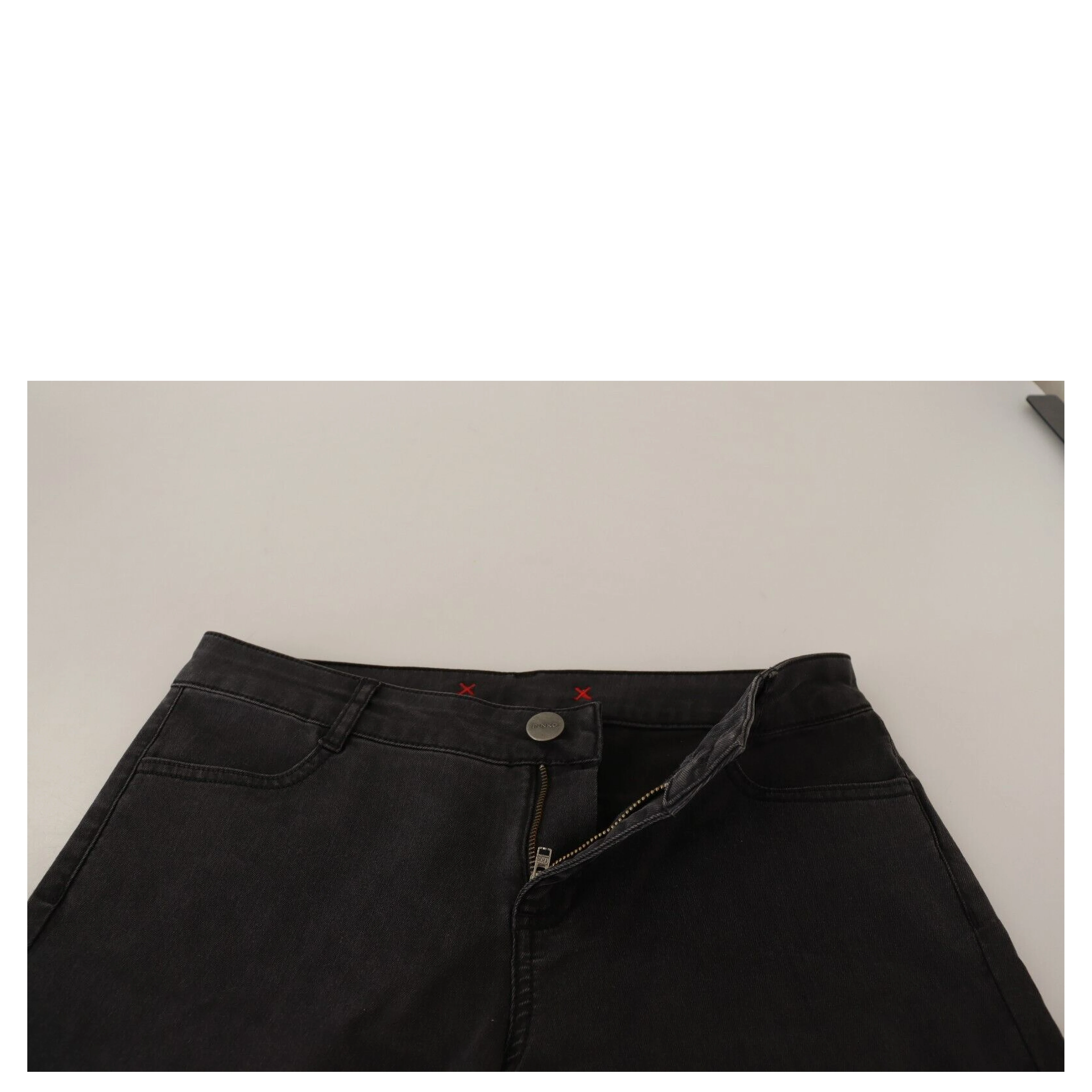 Black Cotton Stretch Skinny Mid Waist Women Denim Jeans