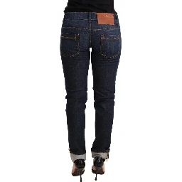 Blue Washed Cotton Low Waist Skinny Denim Women Trouser Jeans