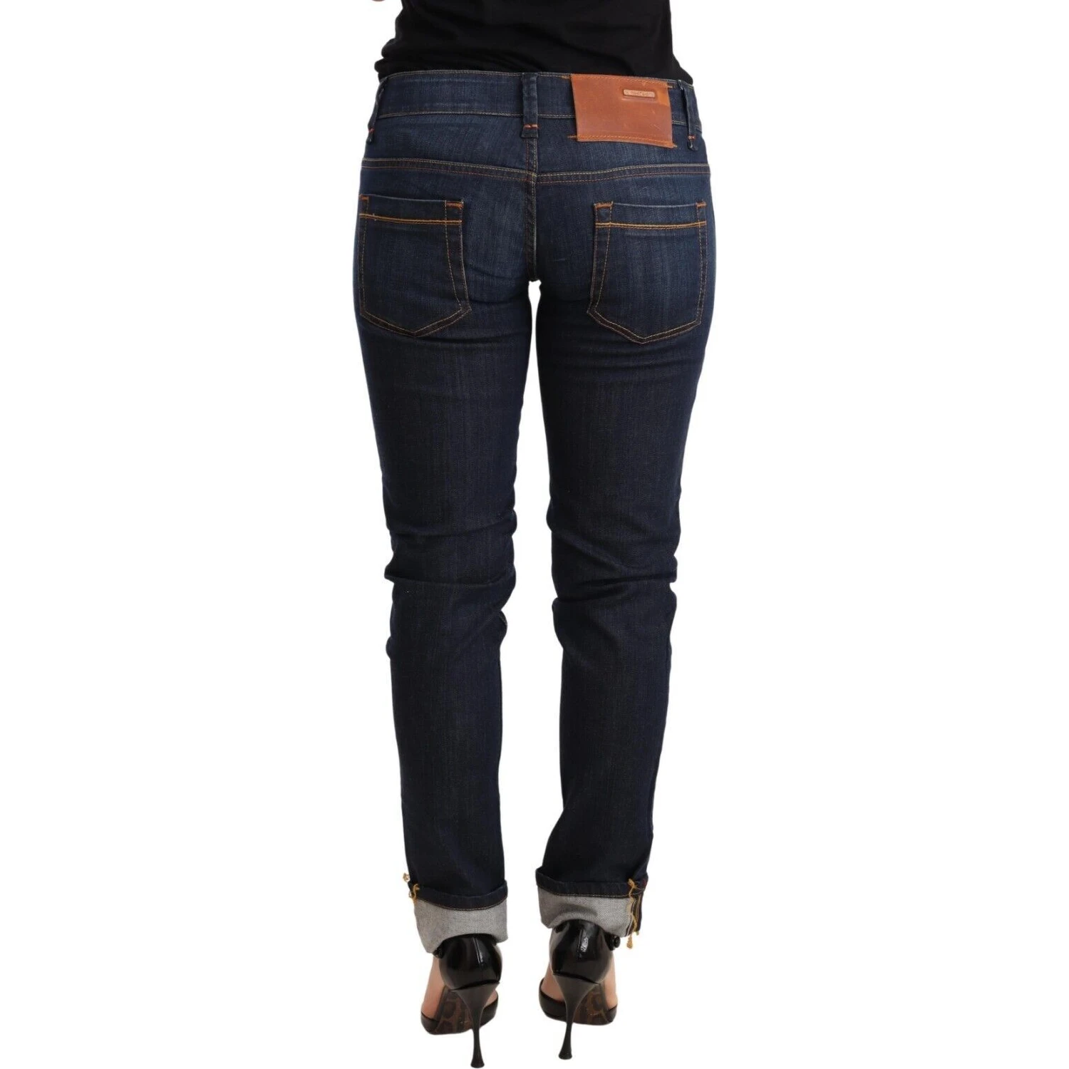 Blue Washed Cotton Low Waist Skinny Denim Women Trouser Jeans