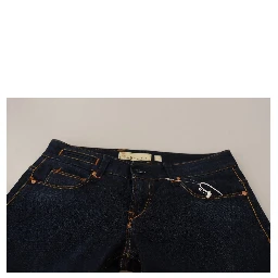 Blue Washed Cotton Low Waist Skinny Denim Women Trouser Jeans