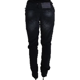 Blue Washed Cotton Denim Low Waist Loose Fit Trousers Jeans