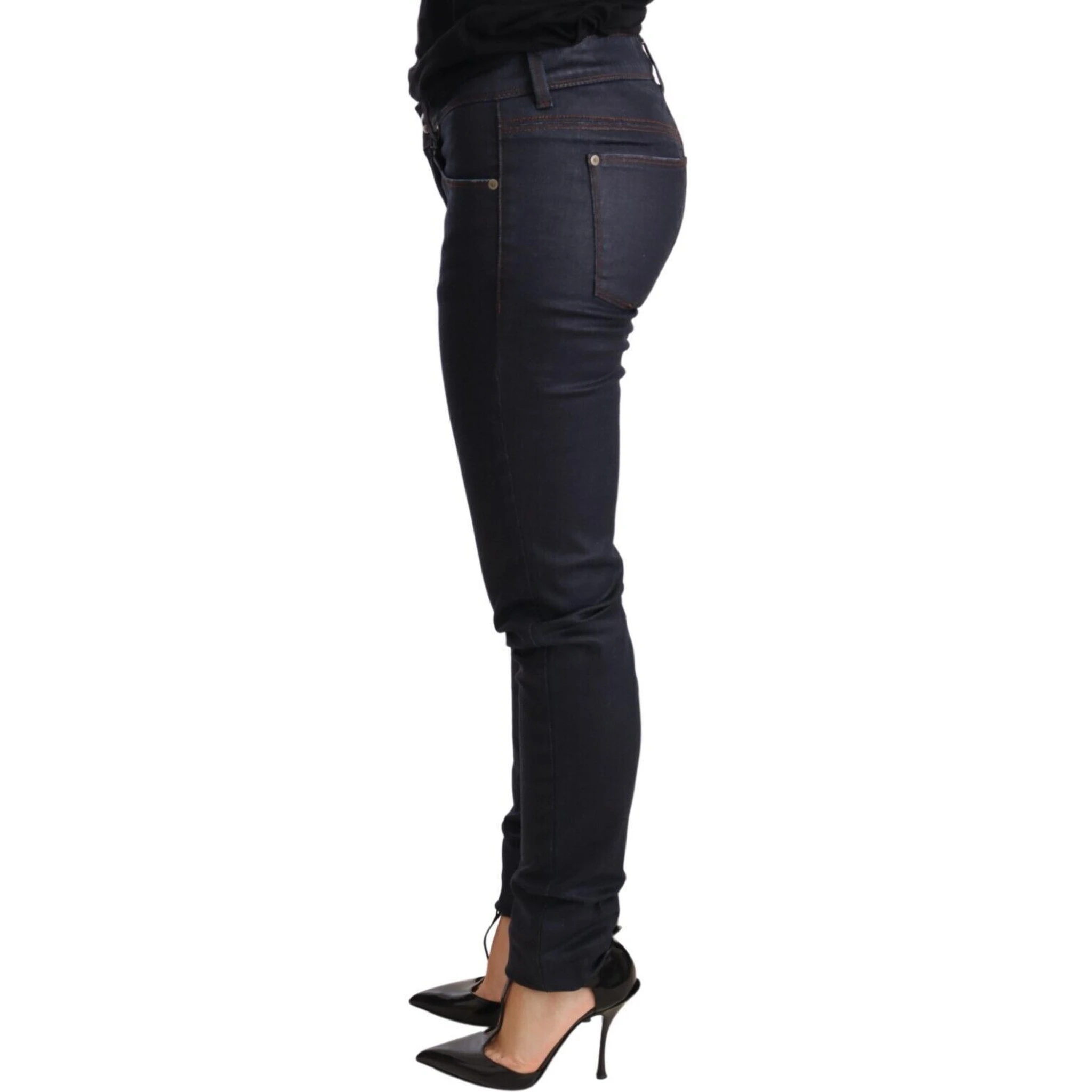 Blue Low Waist Skinny Slim Trouser Cotton  Jeans