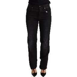 Black Washed Straight Denim Trouser Cotton Jeans