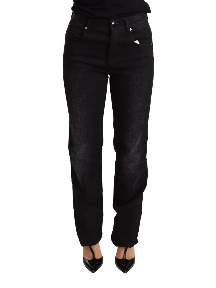 Black Washed Straight Denim Trouser Cotton Jeans