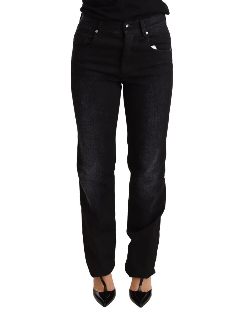 Black Washed Straight Denim Trouser Cotton Jeans