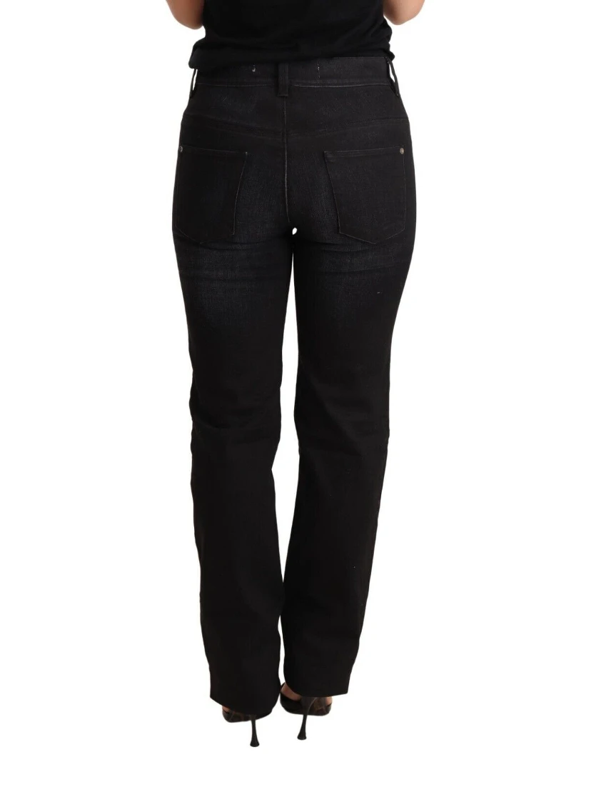 Black Washed Straight Denim Trouser Cotton Jeans