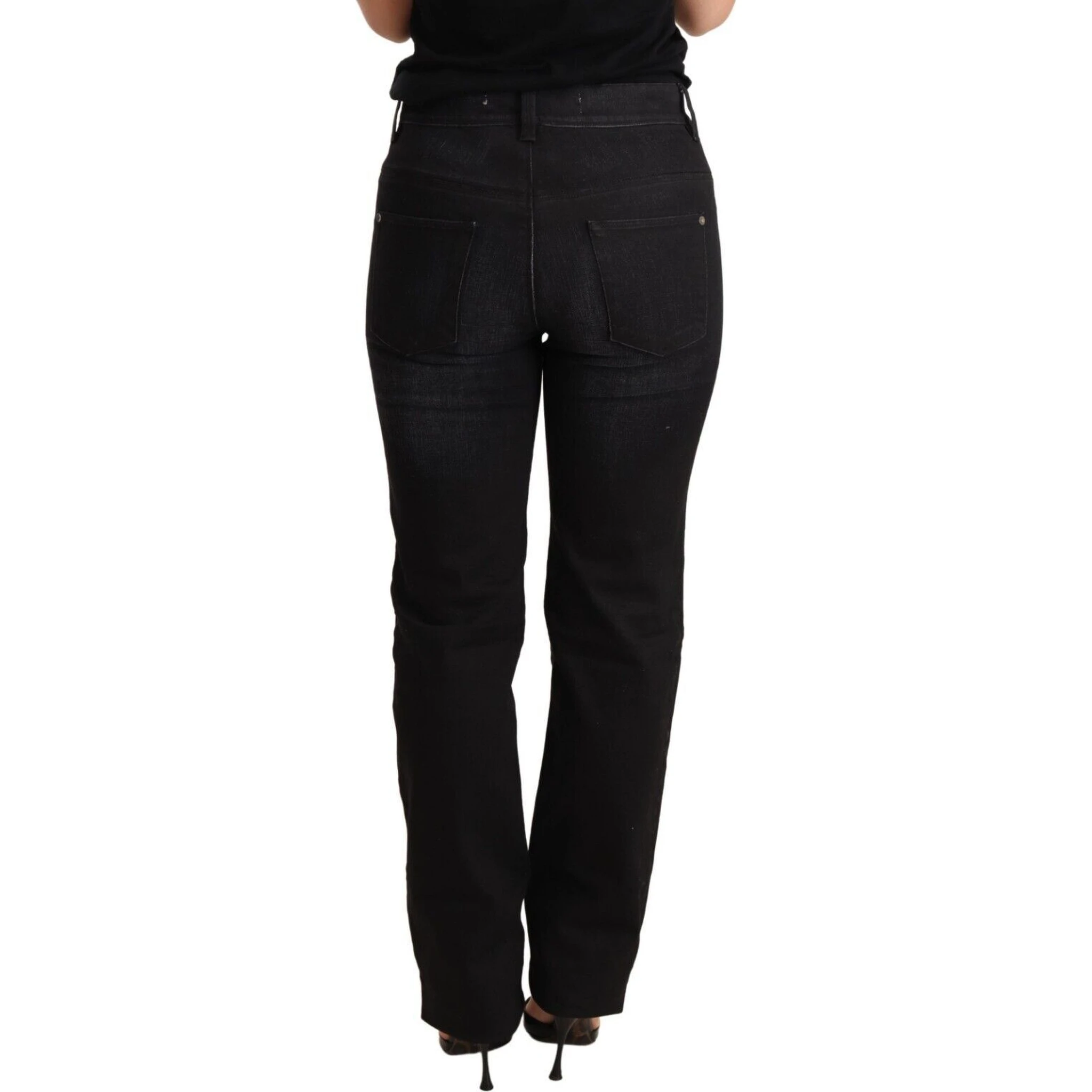 Black Washed Straight Denim Trouser Cotton Jeans