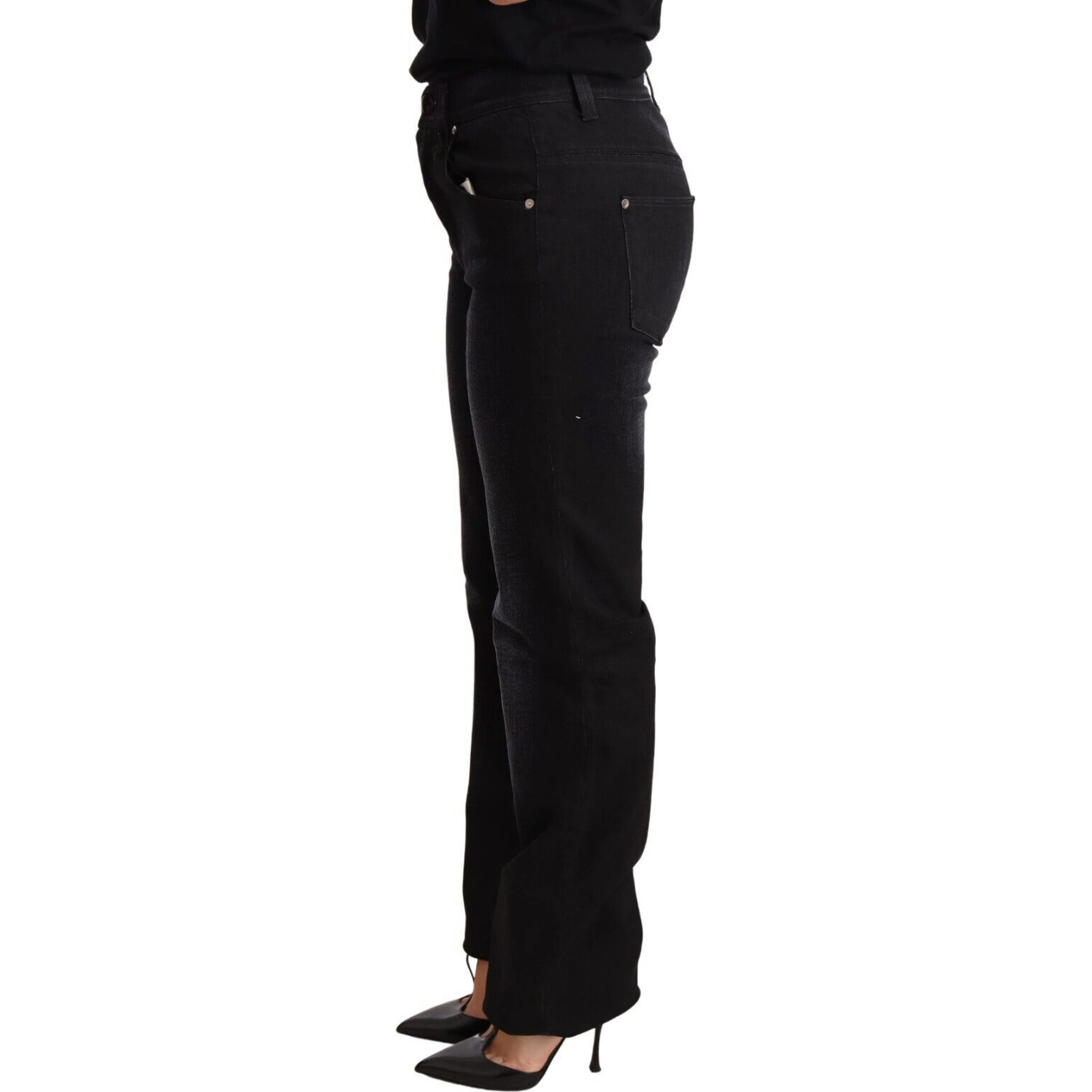 Black Washed Straight Denim Trouser Cotton Jeans