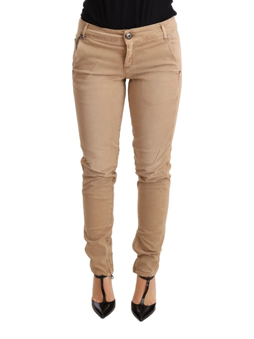 Brown Low Waist Skinny Denim Trouser Cotton Jeans