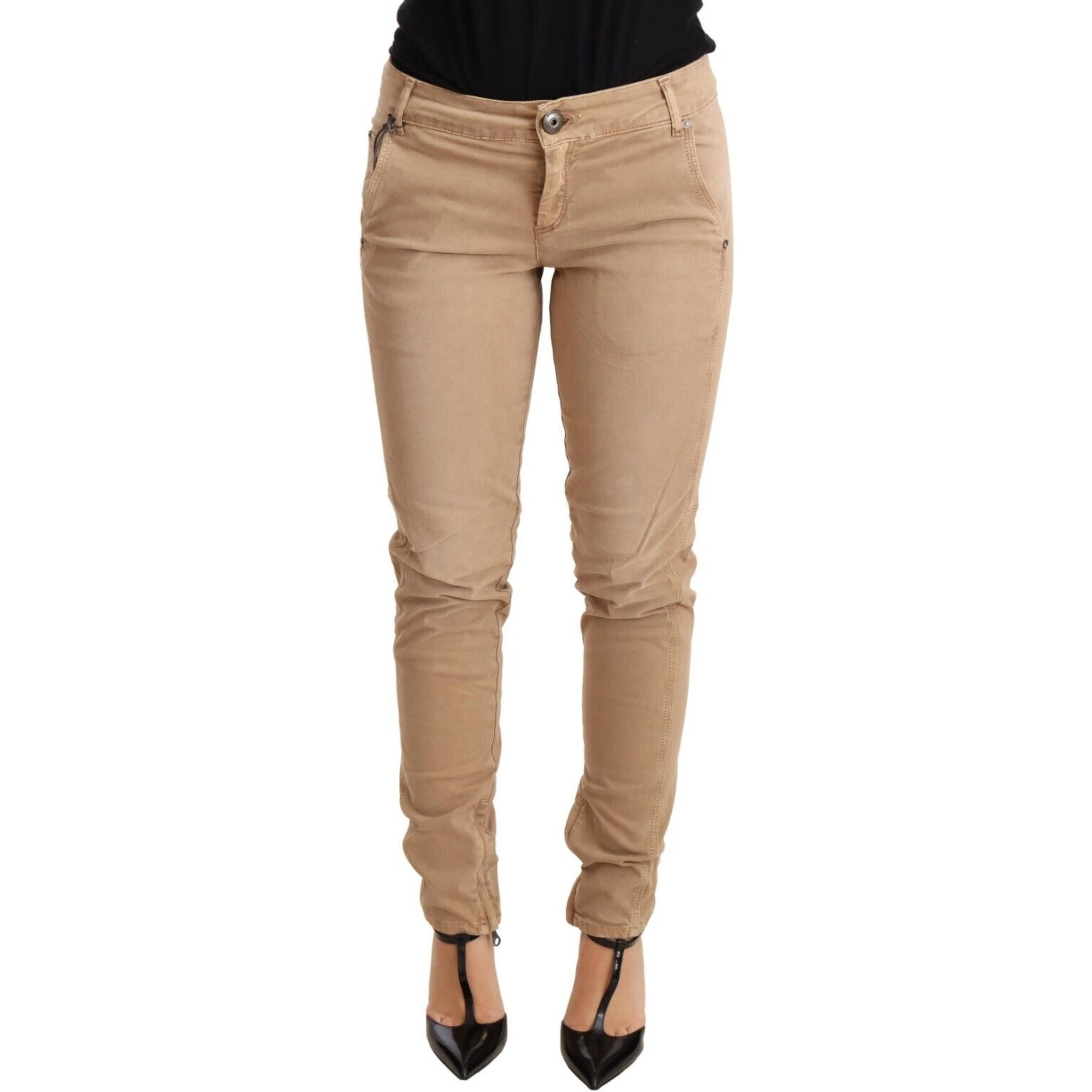 Brown Low Waist Skinny Denim Trouser Cotton Jeans