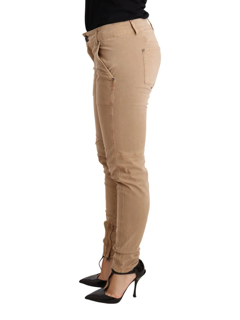 Brown Low Waist Skinny Denim Trouser Cotton Jeans