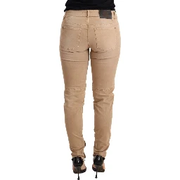Brown Low Waist Skinny Denim Trouser Cotton Jeans