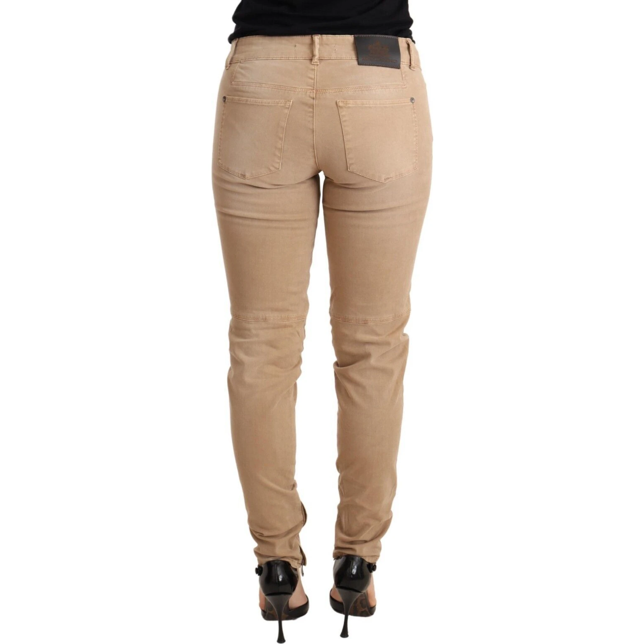 Brown Low Waist Skinny Denim Trouser Cotton Jeans