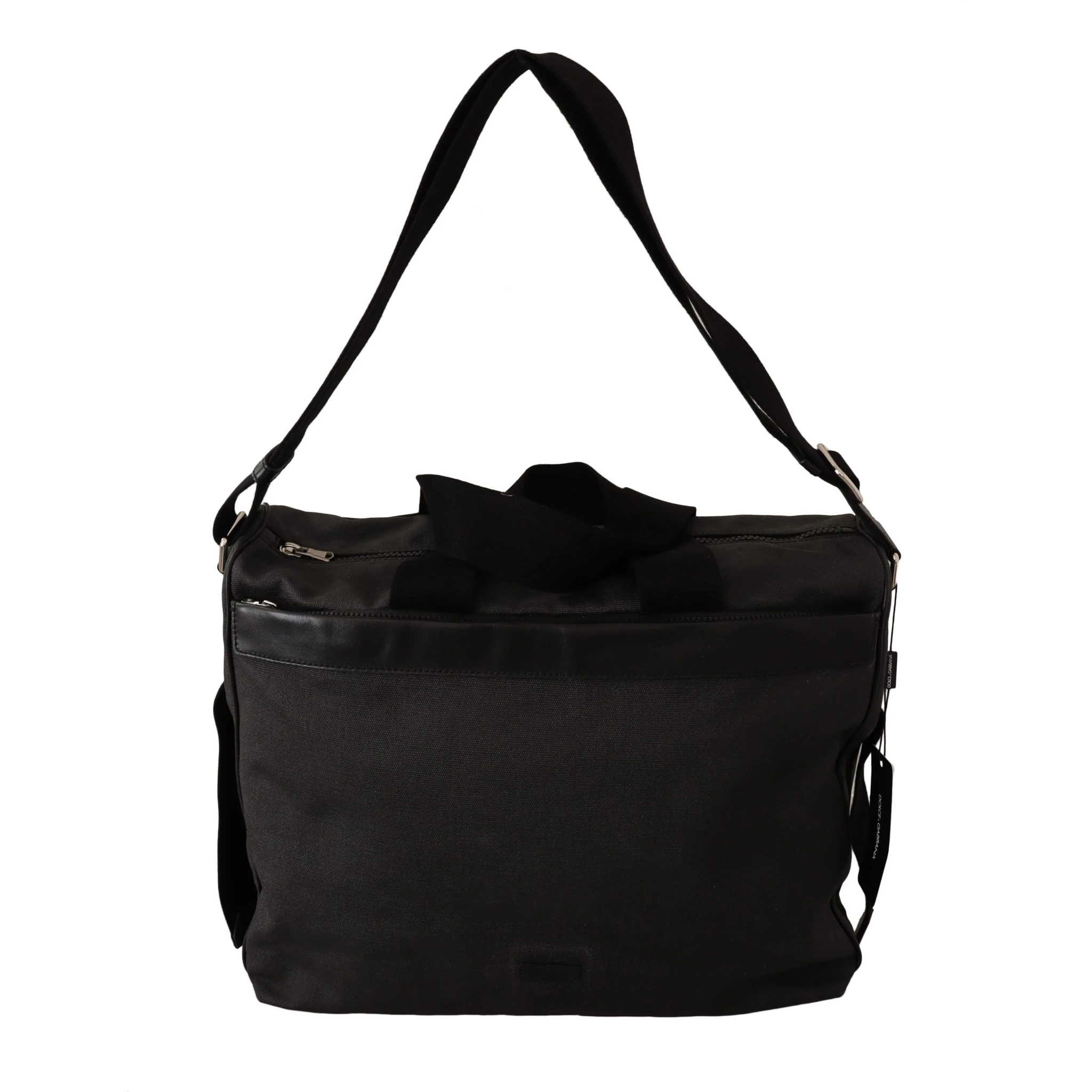 Black Denim Leather Shoulder Strap Messenger Bag