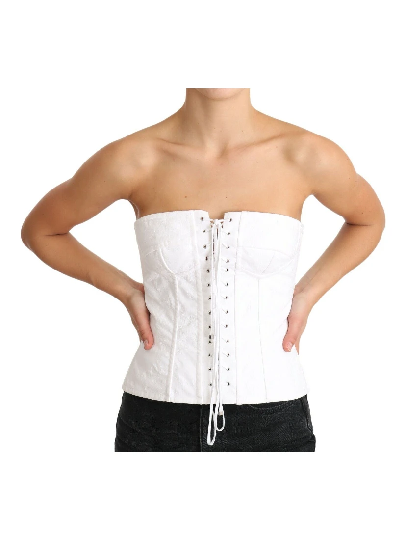 White PALERMO Bustier Cotton Top Corset