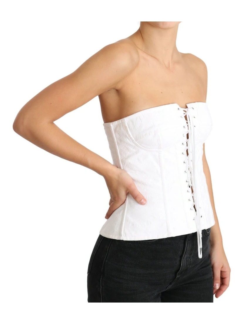 White PALERMO Bustier Cotton Top Corset