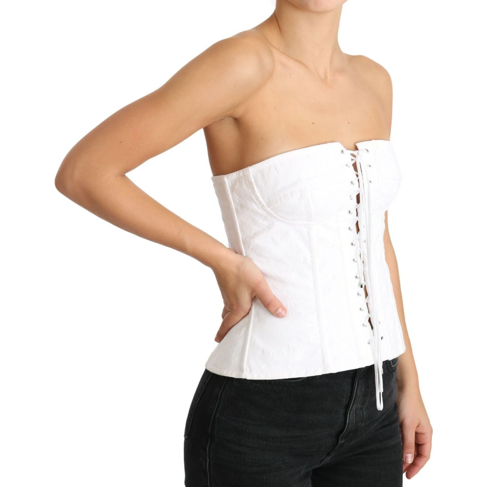 White PALERMO Bustier Cotton Top Corset