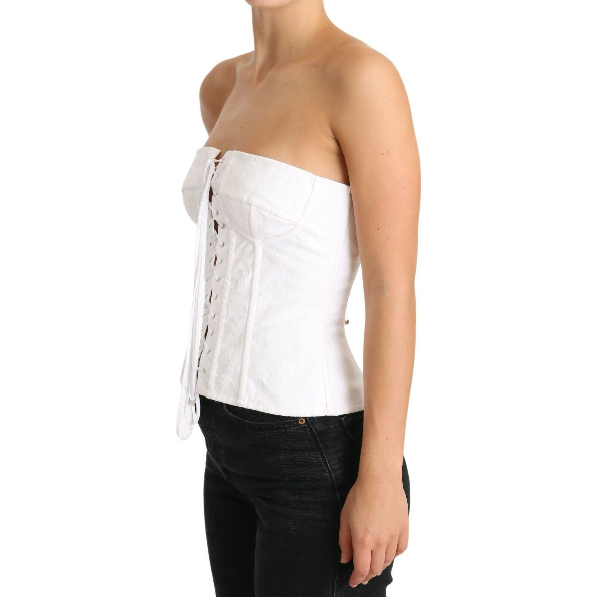White PALERMO Bustier Cotton Top Corset