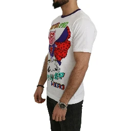 White Cotton Top Super Power Pig T-shirt