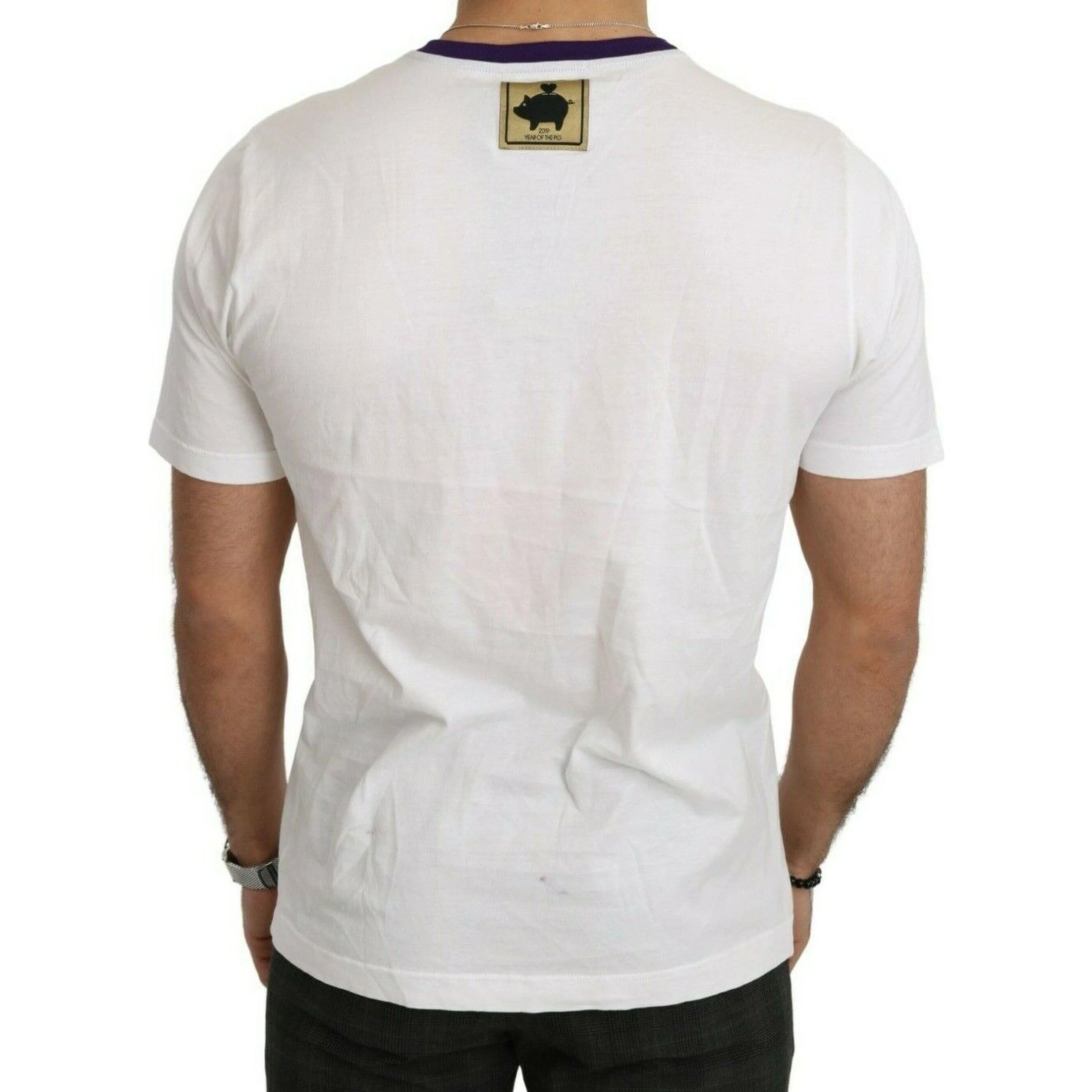 White Cotton Top Super Power Pig T-shirt