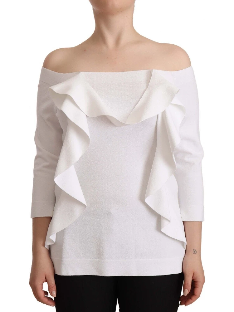 White Long Sleeves Off Shoulder Women Top Blouse