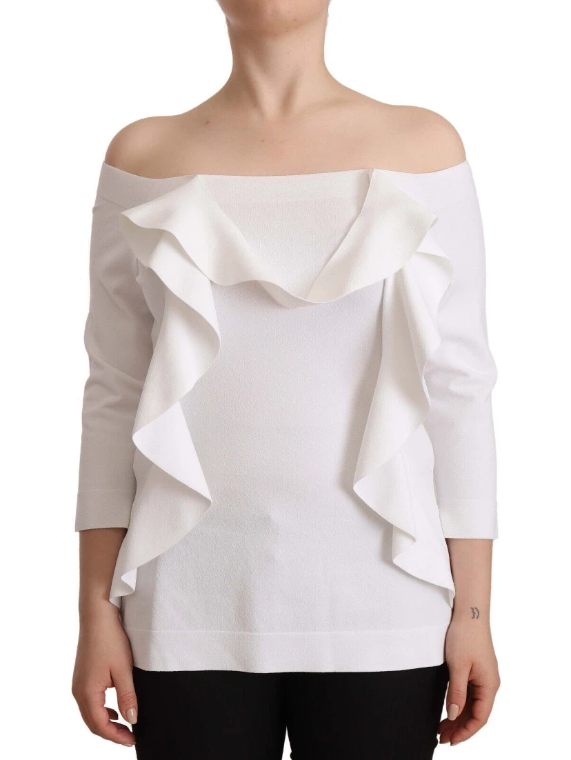 White Long Sleeves Off Shoulder Women Top Blouse