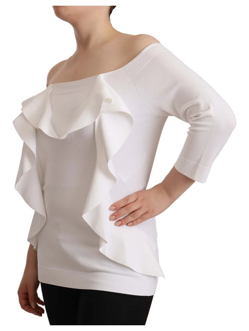 White Long Sleeves Off Shoulder Women Top Blouse
