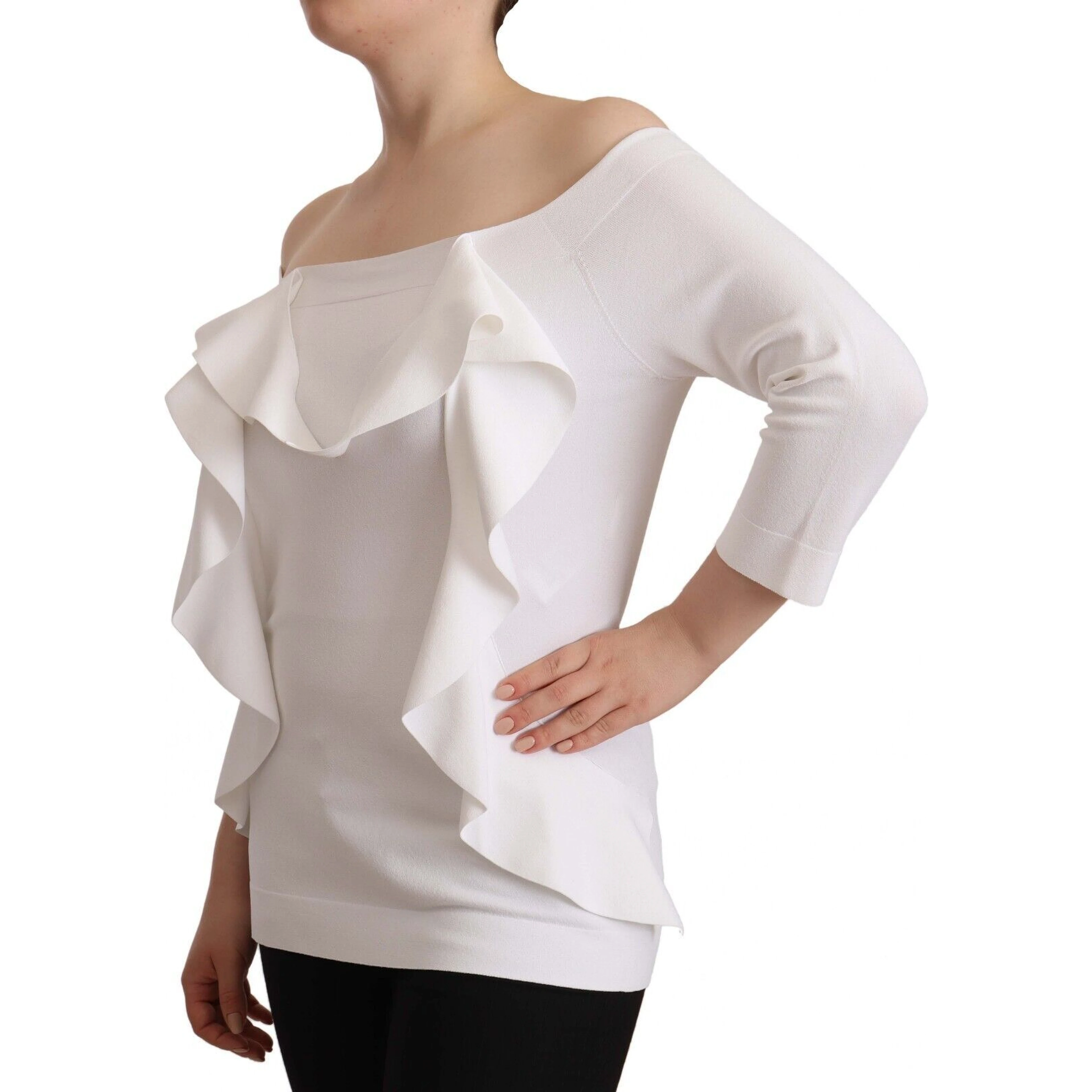 White Long Sleeves Off Shoulder Women Top Blouse