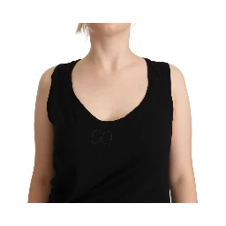 Black Sleeveless Cotton Sheath Mini Dress