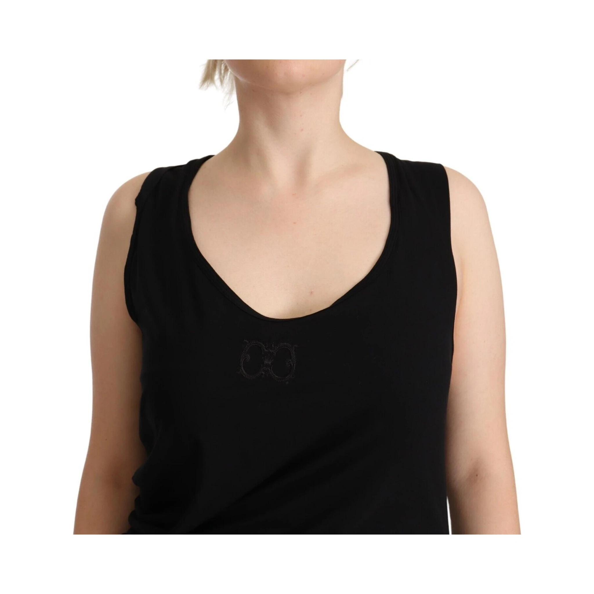 Black Sleeveless Cotton Sheath Mini Dress