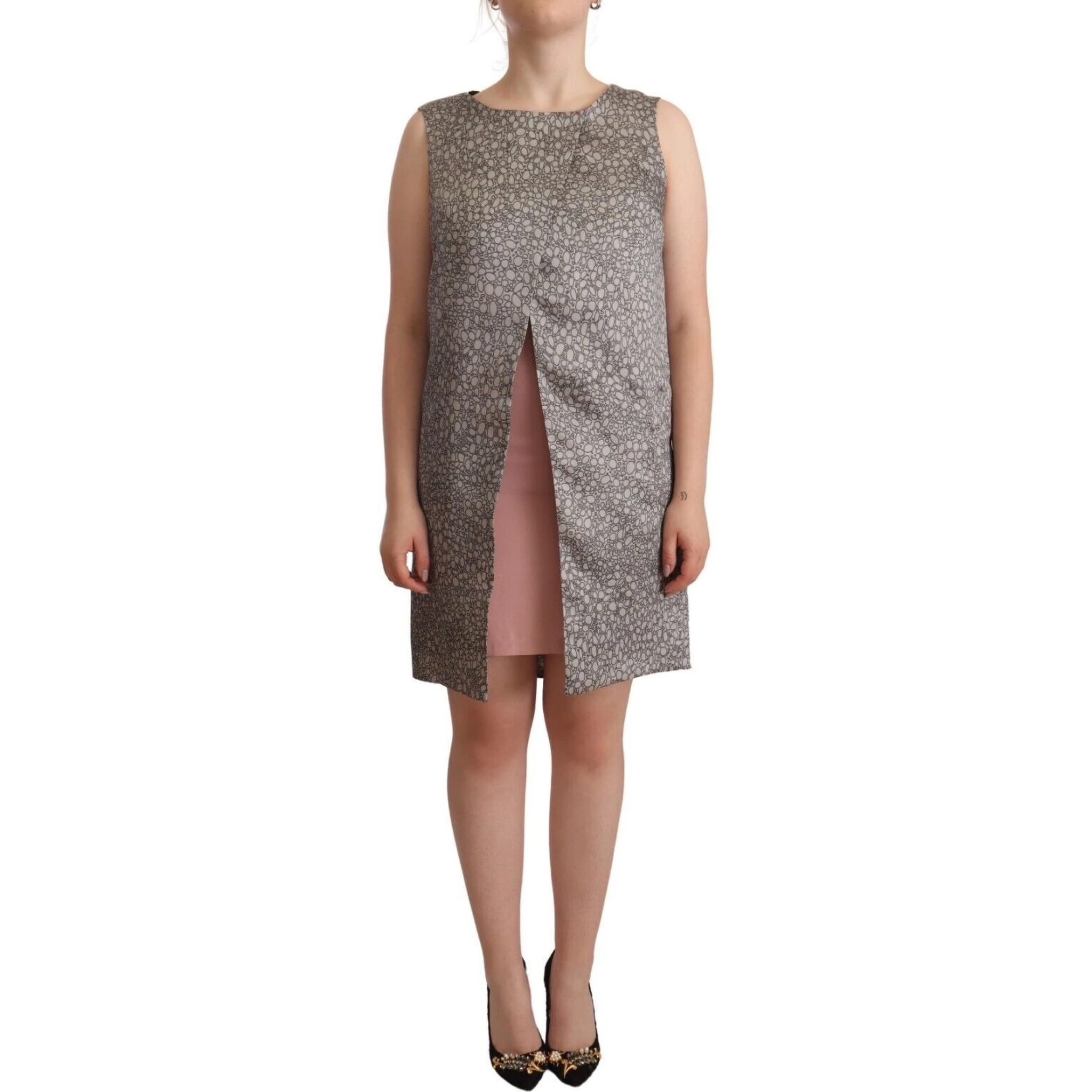 Gray Sleeveless Shift Knee Length Dress