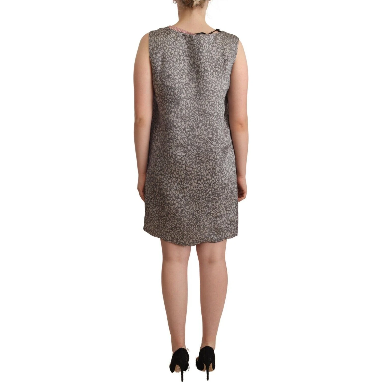 Gray Sleeveless Shift Knee Length Dress