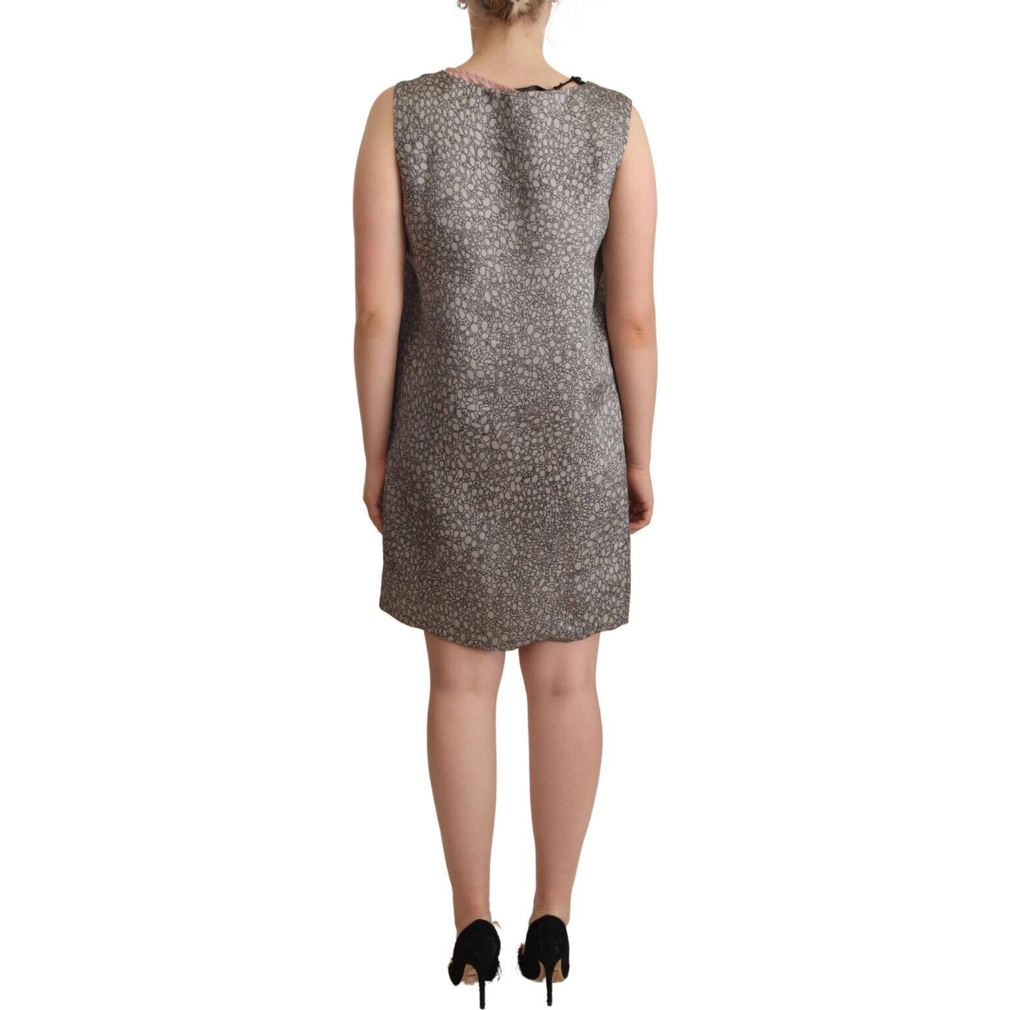 Gray Sleeveless Shift Knee Length Dress