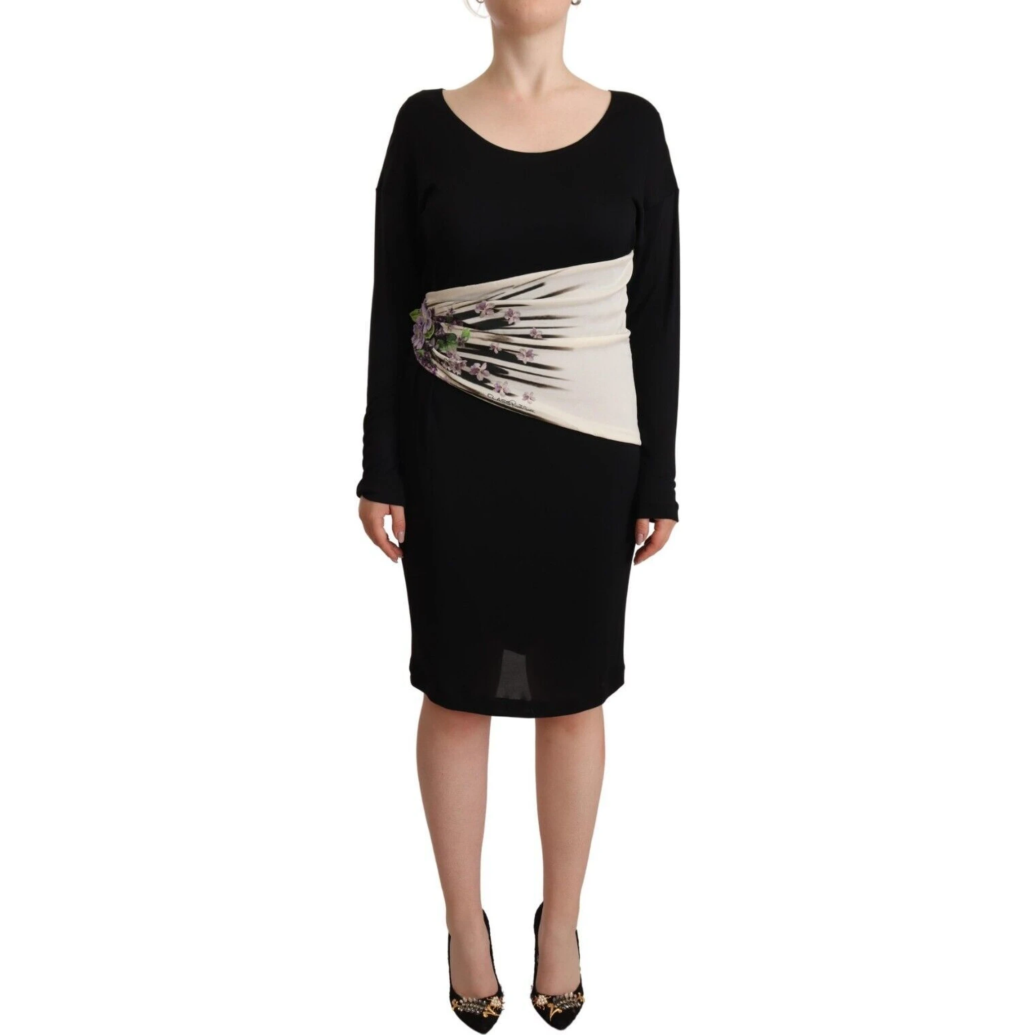 Black Silver Sheath Knee Length Dress