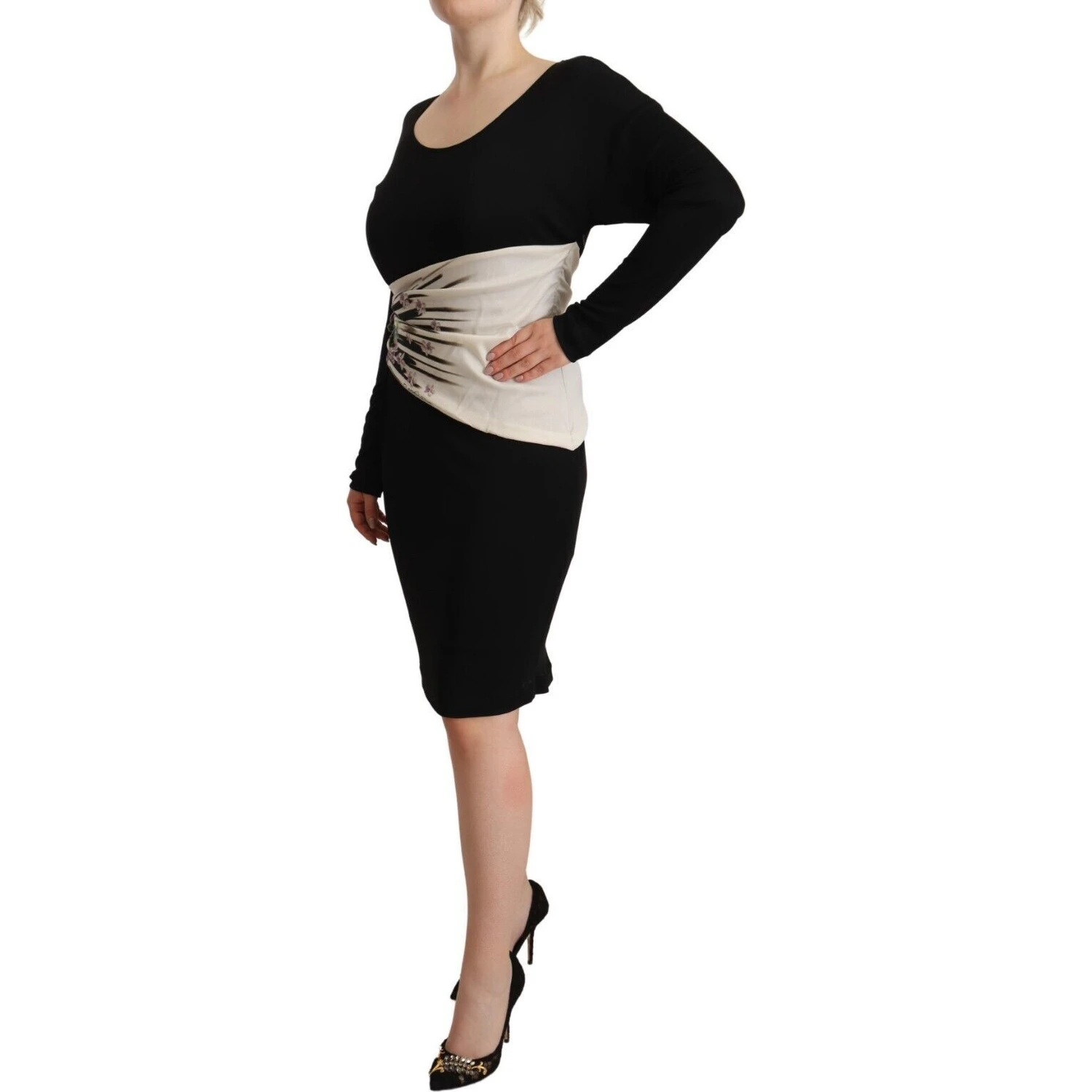 Black Silver Sheath Knee Length Dress