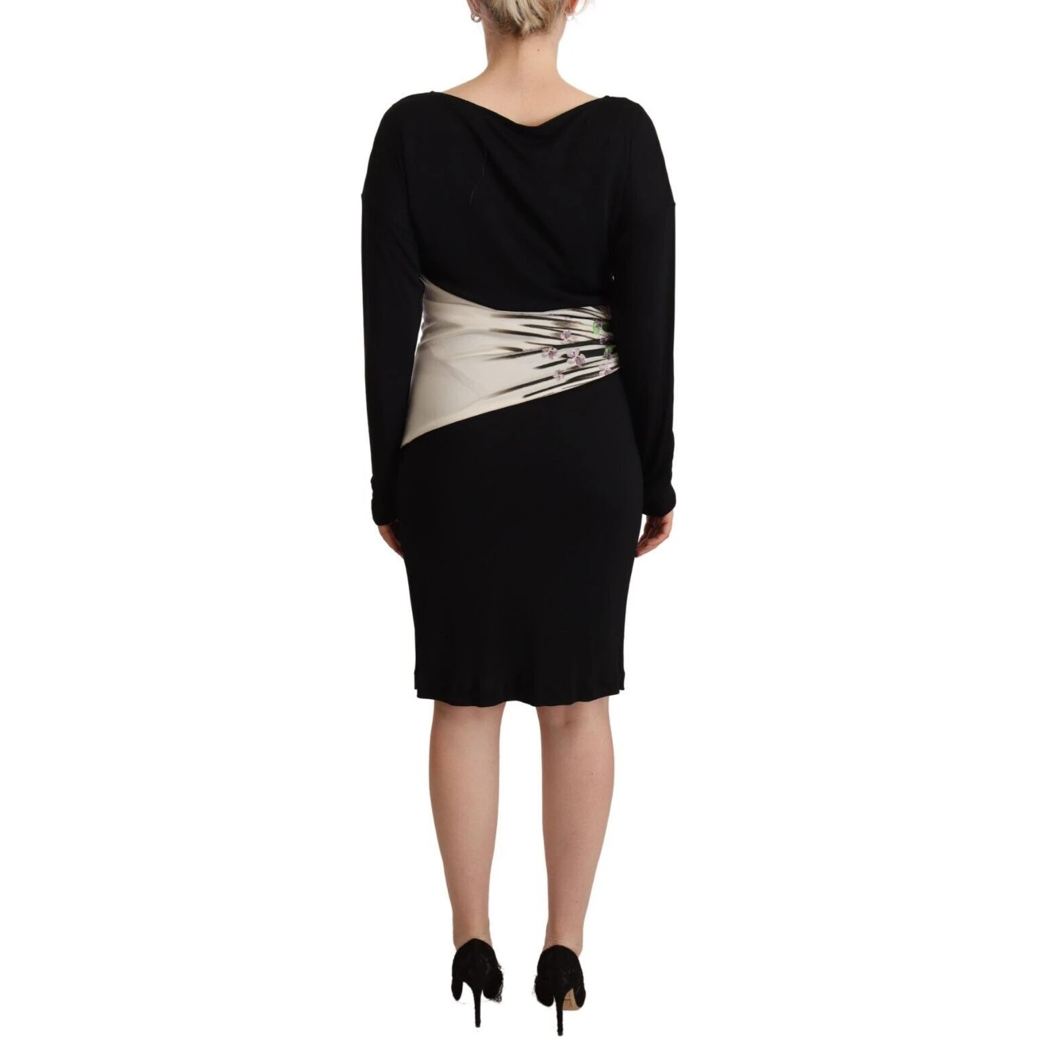 Black Silver Sheath Knee Length Dress
