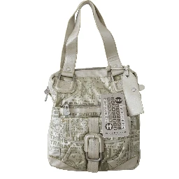 White Printed Handbag Shoulder Fabric Purse