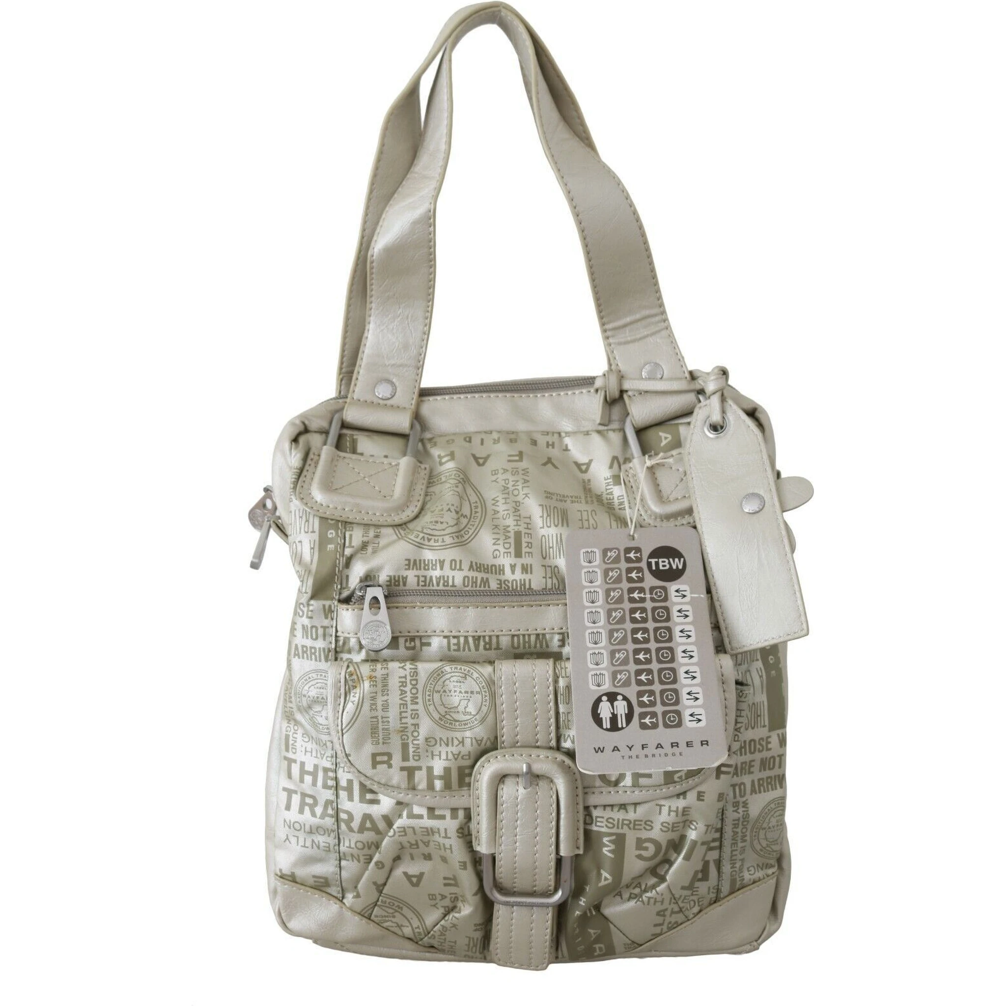 White Printed Handbag Shoulder Fabric Purse