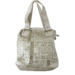 White Printed Handbag Shoulder Fabric Purse
