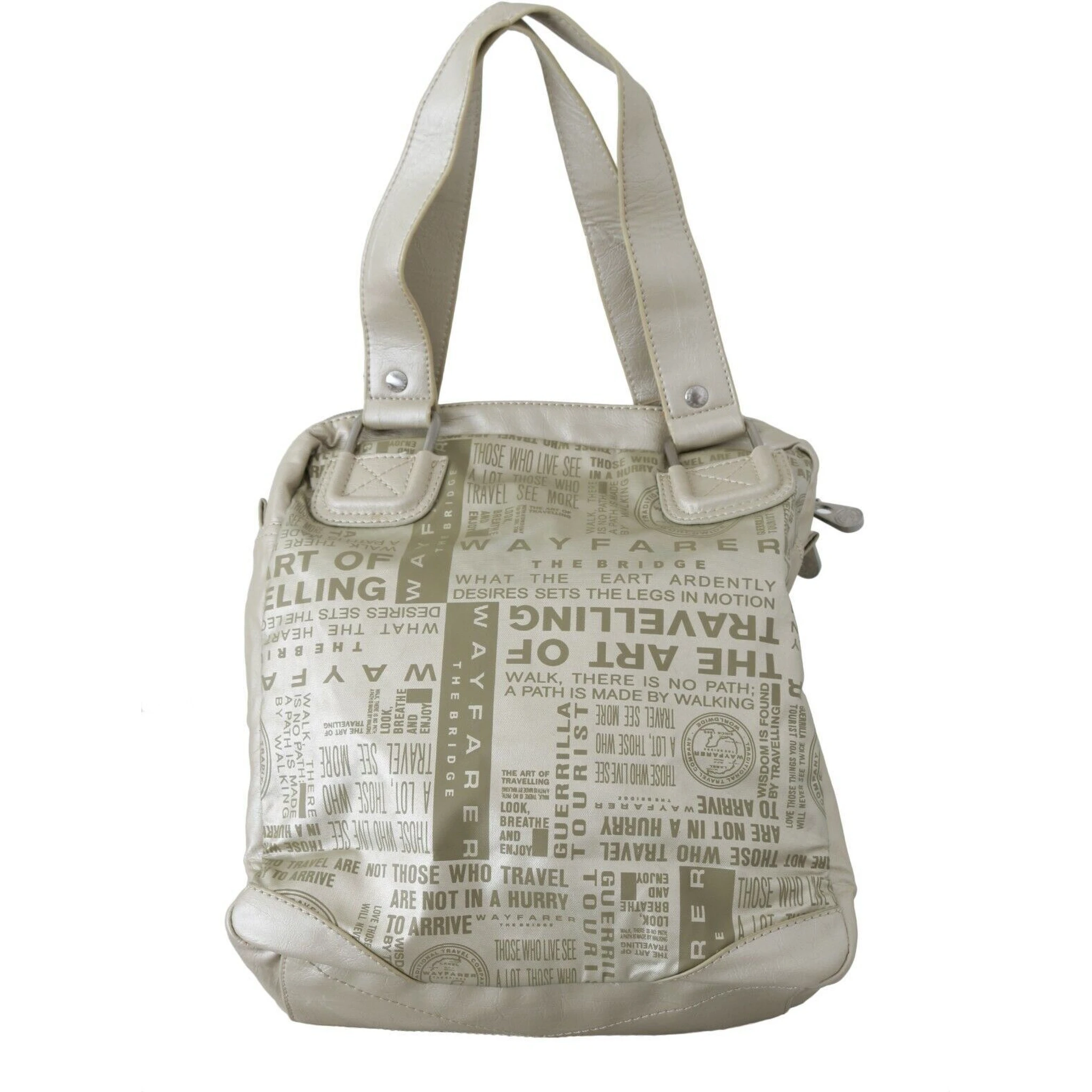 White Printed Handbag Shoulder Fabric Purse