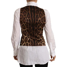 Black Button Down Sleeveless Vest Polyester Top