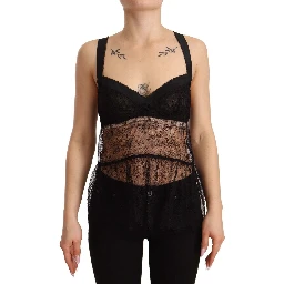 Black Silk Lace Babydoll Nylon Lingerie Top