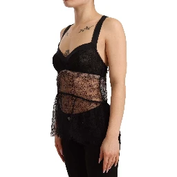 Black Silk Lace Babydoll Nylon Lingerie Top