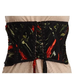 Black Corset Belt Stretch Waist Strap Silk Top