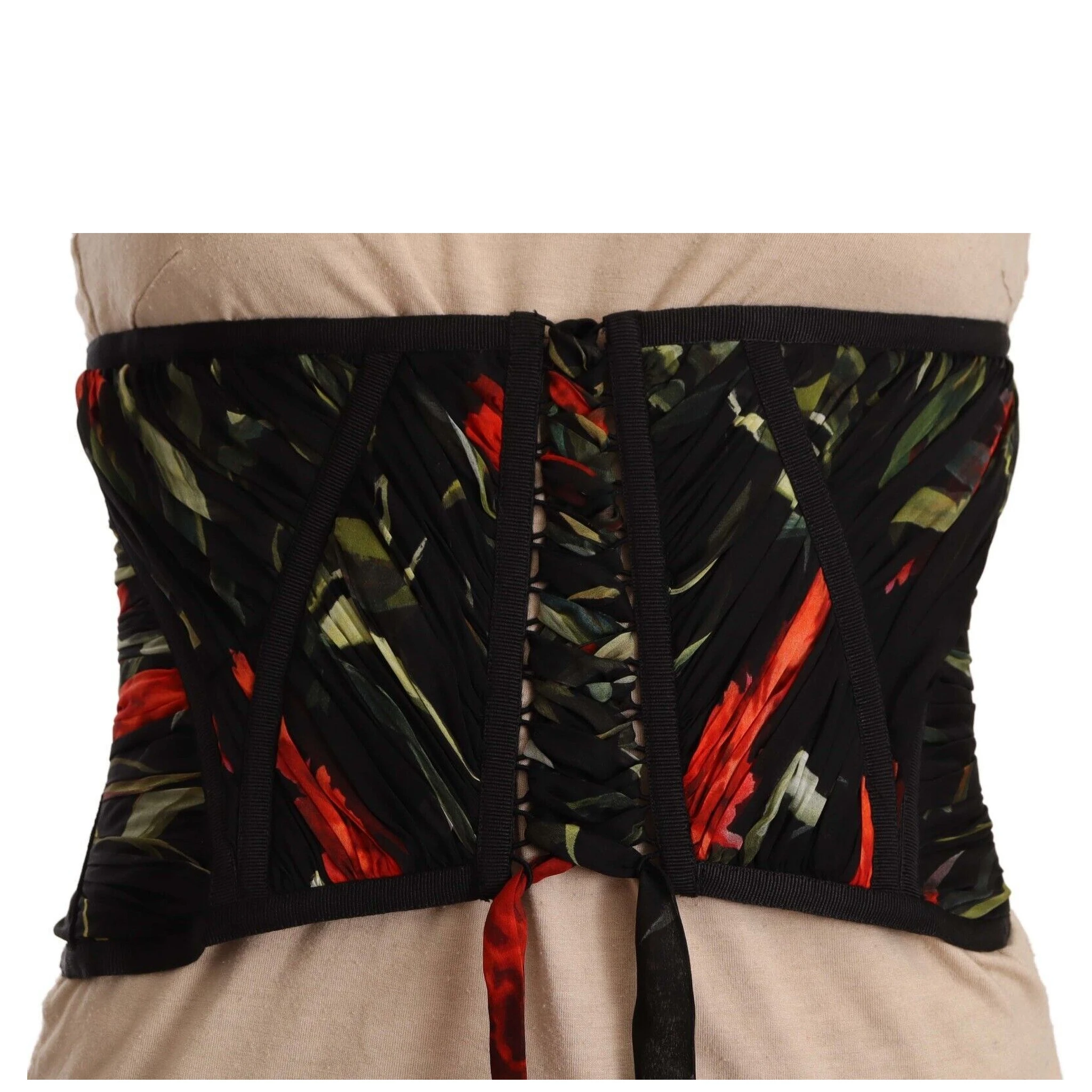 Black Corset Belt Stretch Waist Strap Silk Top