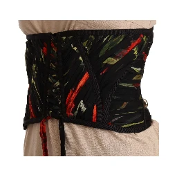 Black Corset Belt Stretch Waist Strap Silk Top