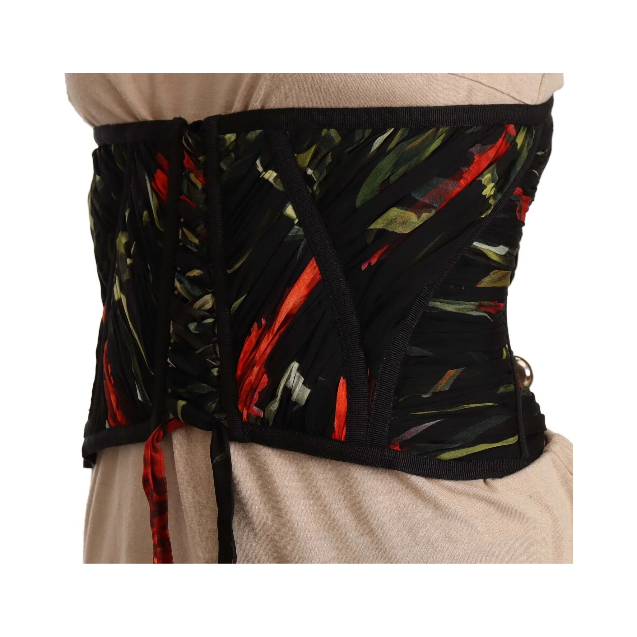 Black Corset Belt Stretch Waist Strap Silk Top