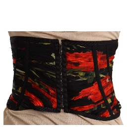 Black Corset Belt Stretch Waist Strap Silk Top