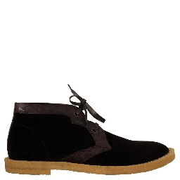 Brown Velvet Exotic Leather Boots